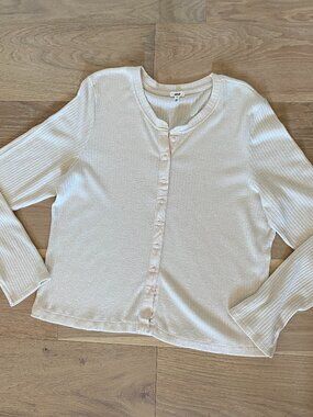 Aerie Gold w Silver Metallic Threading Button Front Top Size XXL